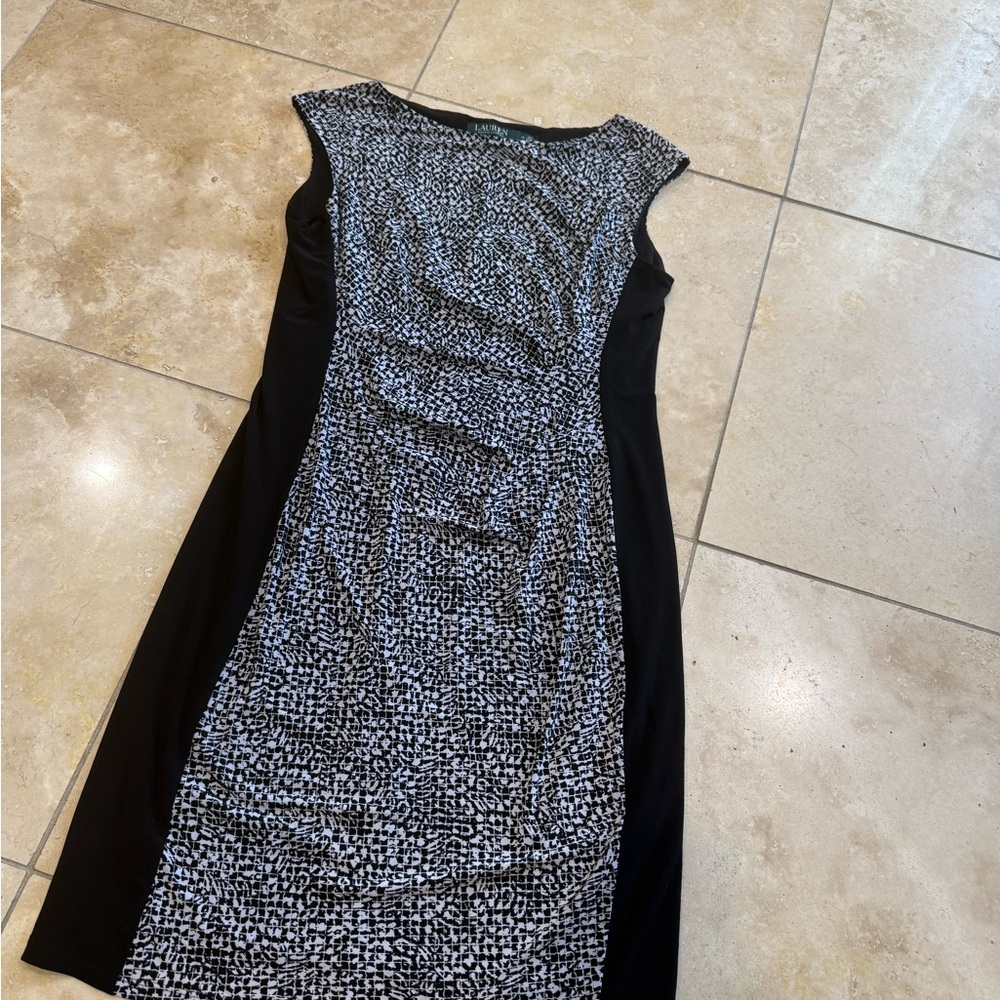 Ralph Lauren Black and Gray Midi Dress